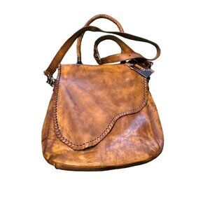 Vintage-Style Diophy Leather Handbag With Adjustable Strap & Whipstitch Detailin